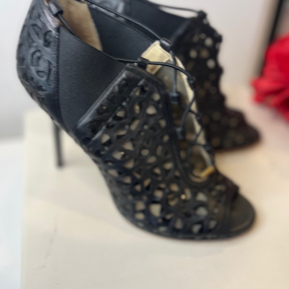 Jimmy Choo Black Tactic Lace-Up Cutout Bootie Pump Size 37 (US 7) - Picture 7 of 12